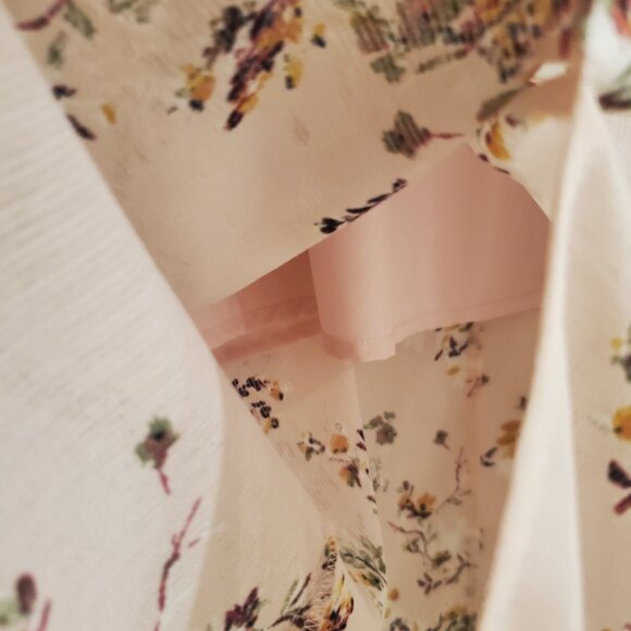 ALI & JAY Floral Midi Dress Ruffles Pockets Front Slit Keyhold Neck Wide Straps - Picture 4 of 9